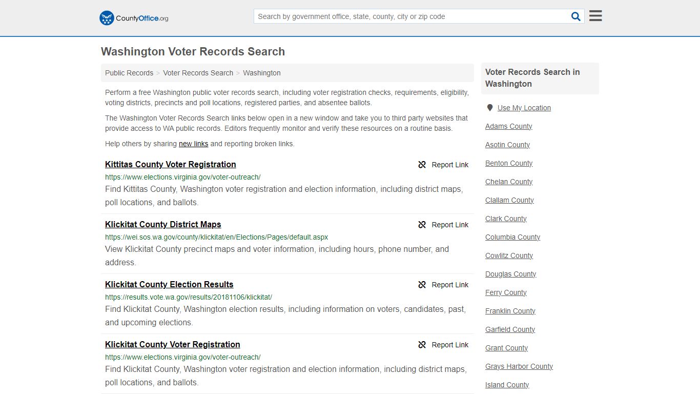 Washington Voter Records Search - County Office